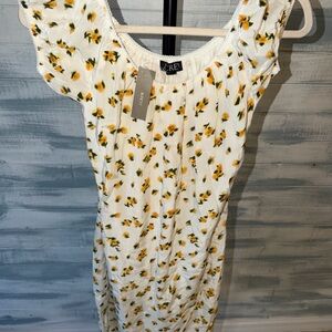 J.Crew Yellow Floral Midi Dress Size 6 Cap Sleeve Cottagecore